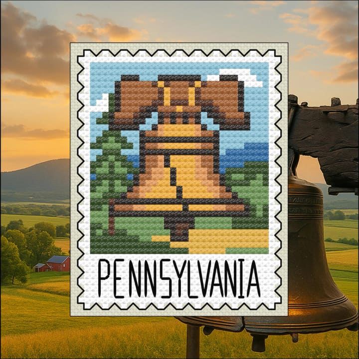 Keystone Pride – Pennsylvania – US State Postage Stamp Series cross-stitch pattern preview