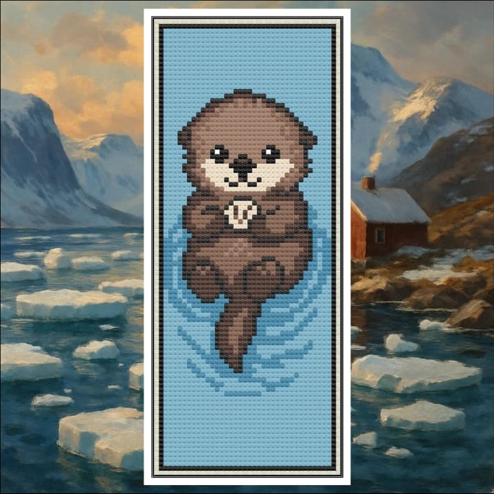 Little Otter Bookmark cross-stitch pattern preview