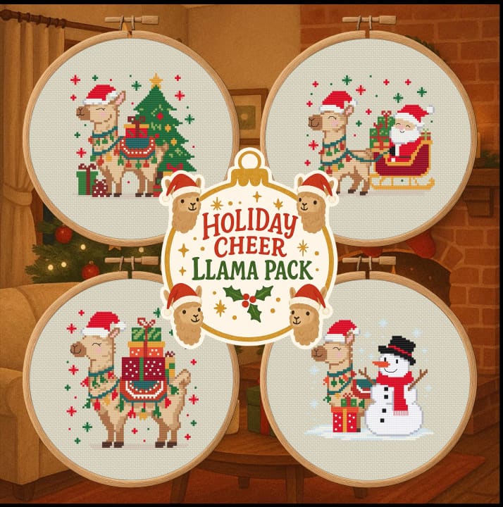 Llamas of Christmas - Bundle: Holiday Designs cross-stitch pattern preview