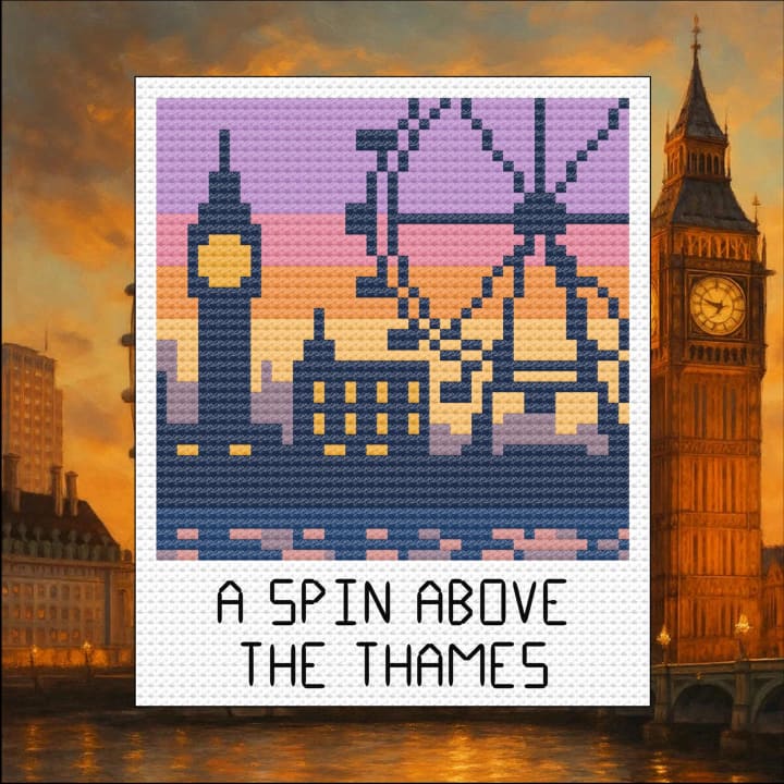 London Eye: Big Ben, Thames Sunset cross-stitch pattern preview