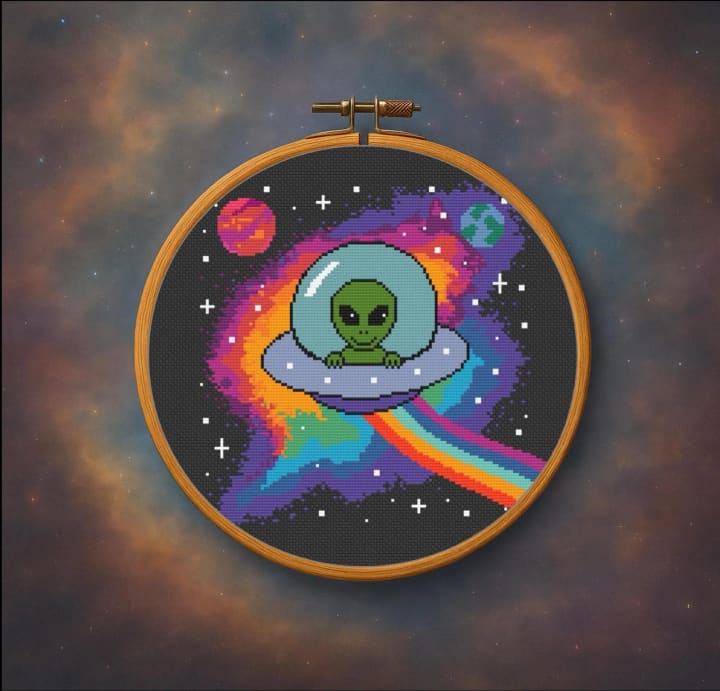 Make Space for Stitching – Space cross-stitch pattern preview