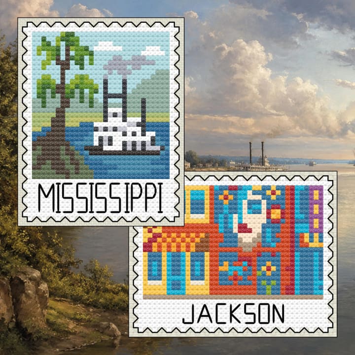 Mississippi State & Jackson Murals cross-stitch pattern preview