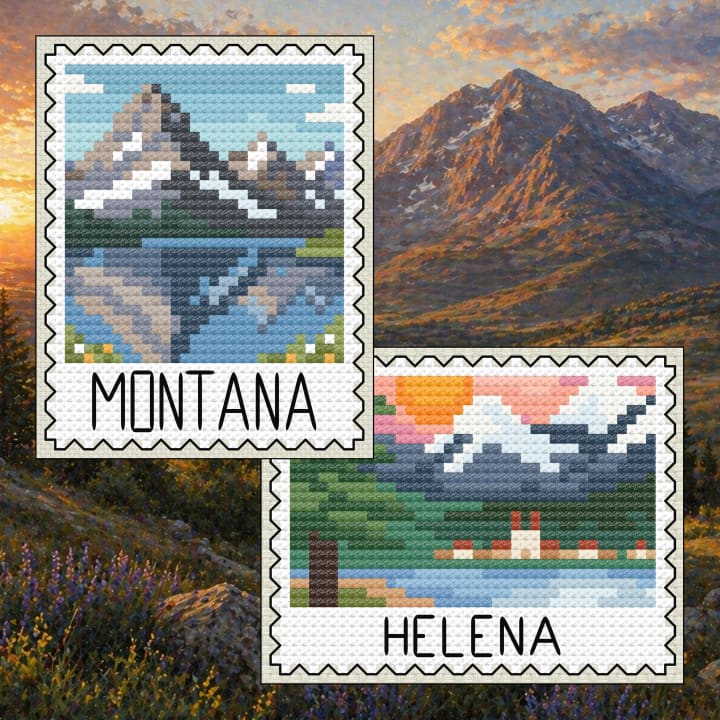 Montana Mountain & Helena Lakes cross-stitch pattern preview
