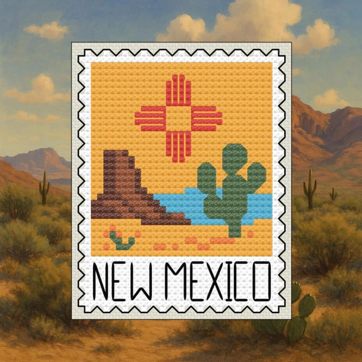 New Mexico Zia Sun: Southwest Pixel Art cross-stitch pattern preview