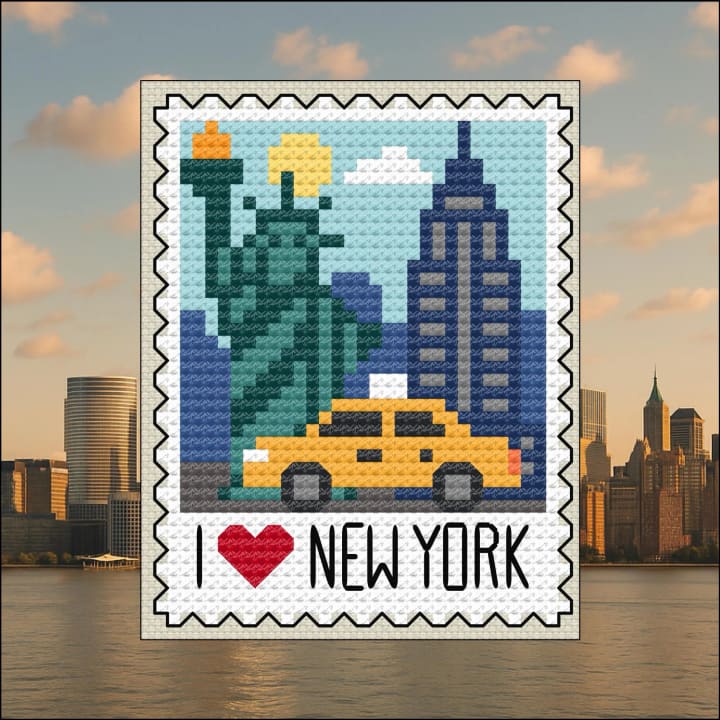 NYC: Big Apple Stamp Art cross-stitch pattern preview