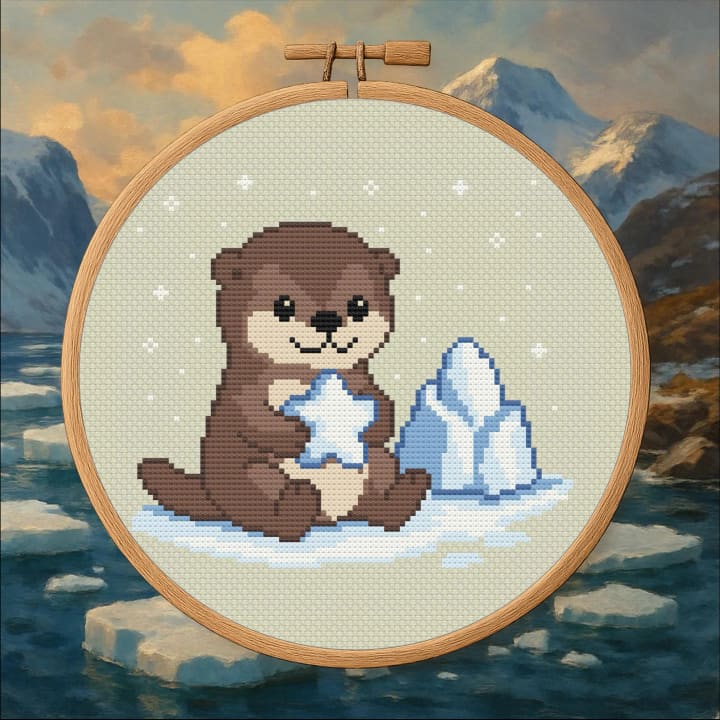 Otterly Magical – Enchanting Otter cross-stitch pattern preview