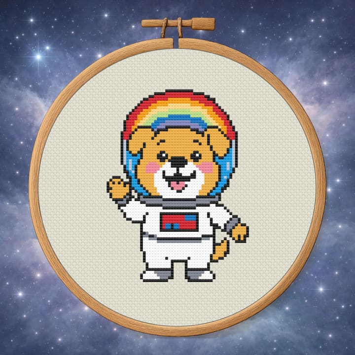Out of This World Pup – Astronaut Dog cross-stitch pattern preview
