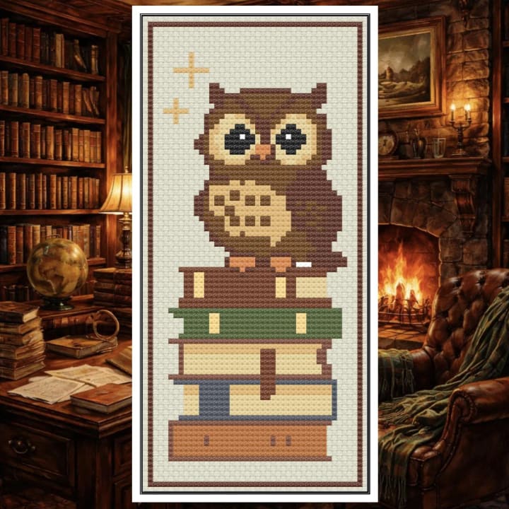 Owl Bookmark – Woodland Animals cross-stitch pattern preview