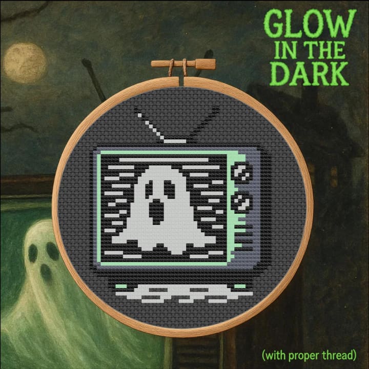 Paranormal Frequency – Glow in the Dark Ghost – Halloween cross-stitch pattern preview