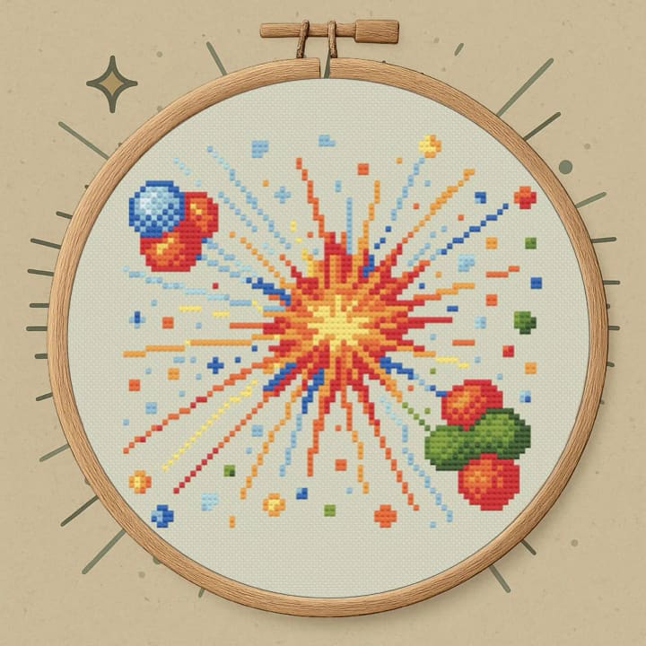 Particle Collision – Science cross-stitch pattern preview