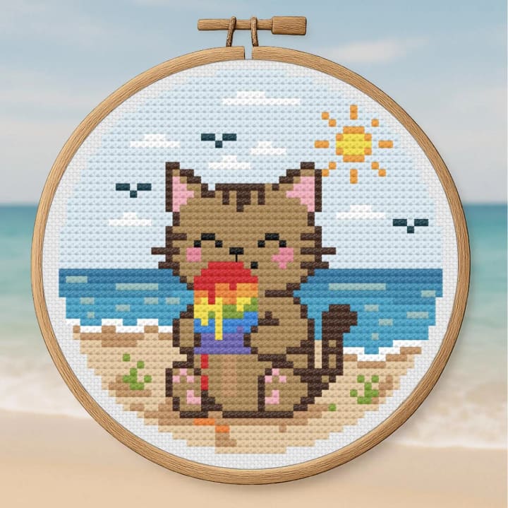 Pawsicles & Paradise – Summer cross-stitch pattern preview
