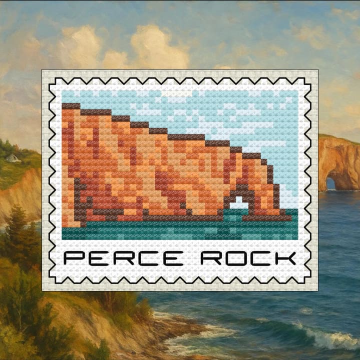 Percé Rock – Canada Stamp, Quebec cross-stitch pattern preview