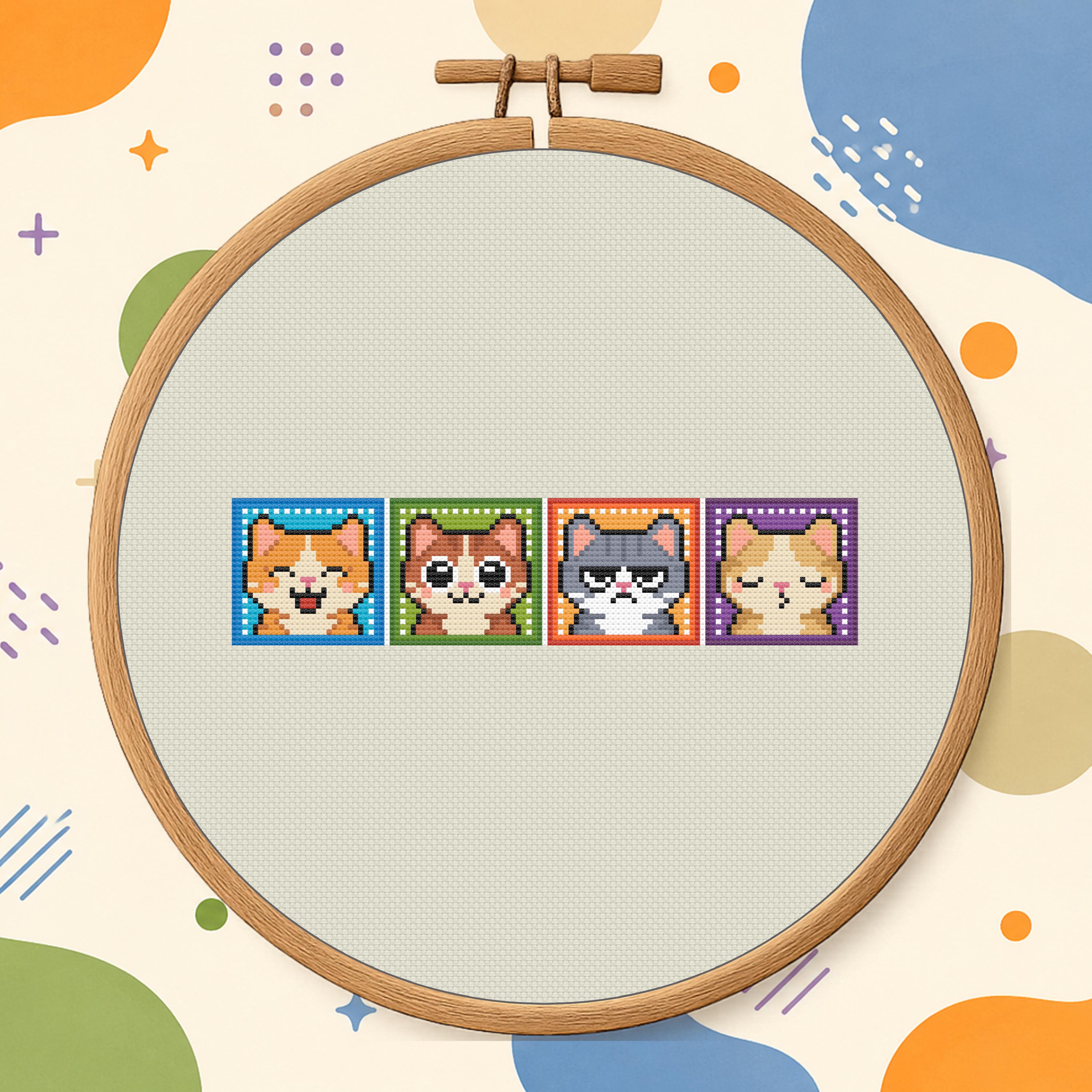 Personality Cats Cross Stitch Pattern PDF - Funny Cat Design cross-stitch pattern preview