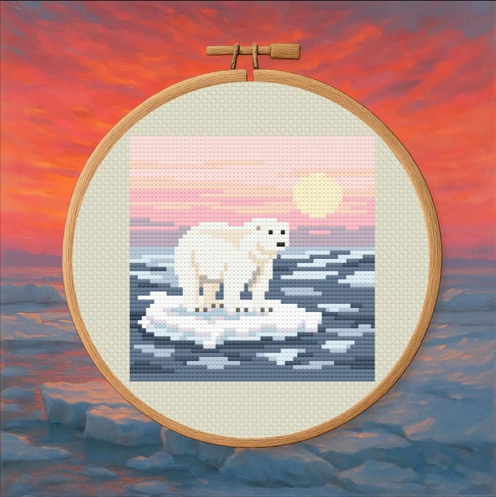 Polar Bear – Arctic Sunset cross-stitch pattern preview