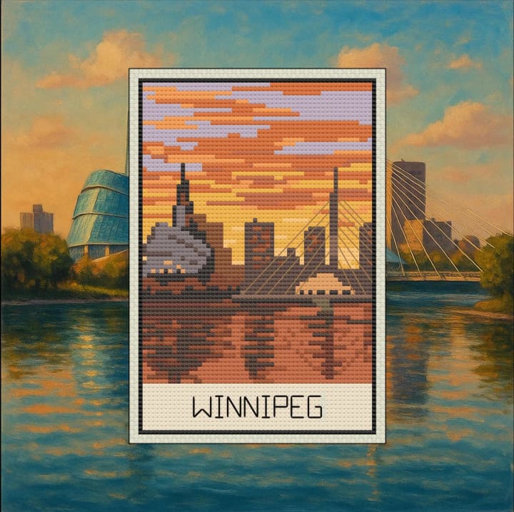 Postcard Collection – Manitoba (Winnipeg) cross-stitch pattern preview
