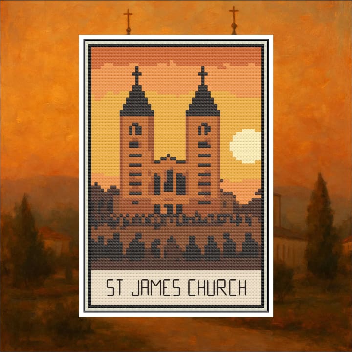 Postcard Collection – Medjugorje (St. James Church) cross-stitch pattern preview