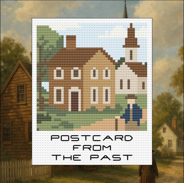 Postcard From The Past – Virgina – Travel Snapshot Urban Series cross-stitch pattern preview