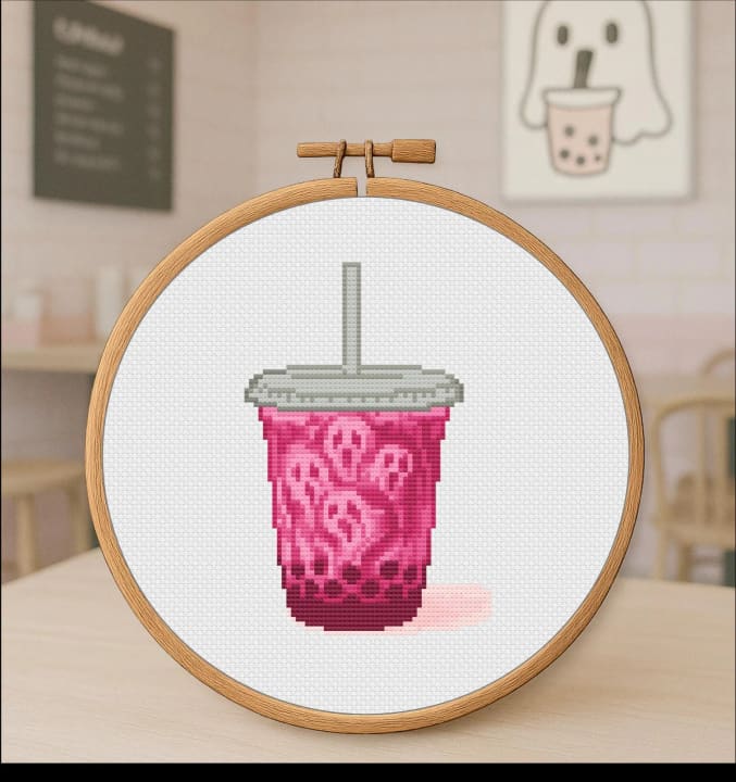 Pretty & Paranormal – Bubble Tea – Halloween cross-stitch pattern preview