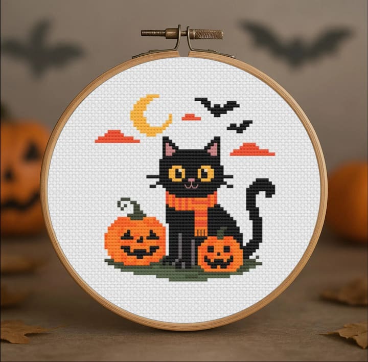 Purranormal Stitch-tivity – Halloween cross-stitch pattern preview