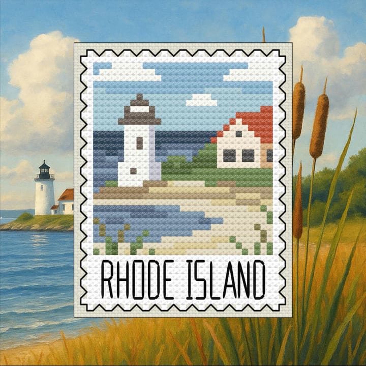 Rhode Island Lighthouse: Coastal Cottage Design cross-stitch pattern preview