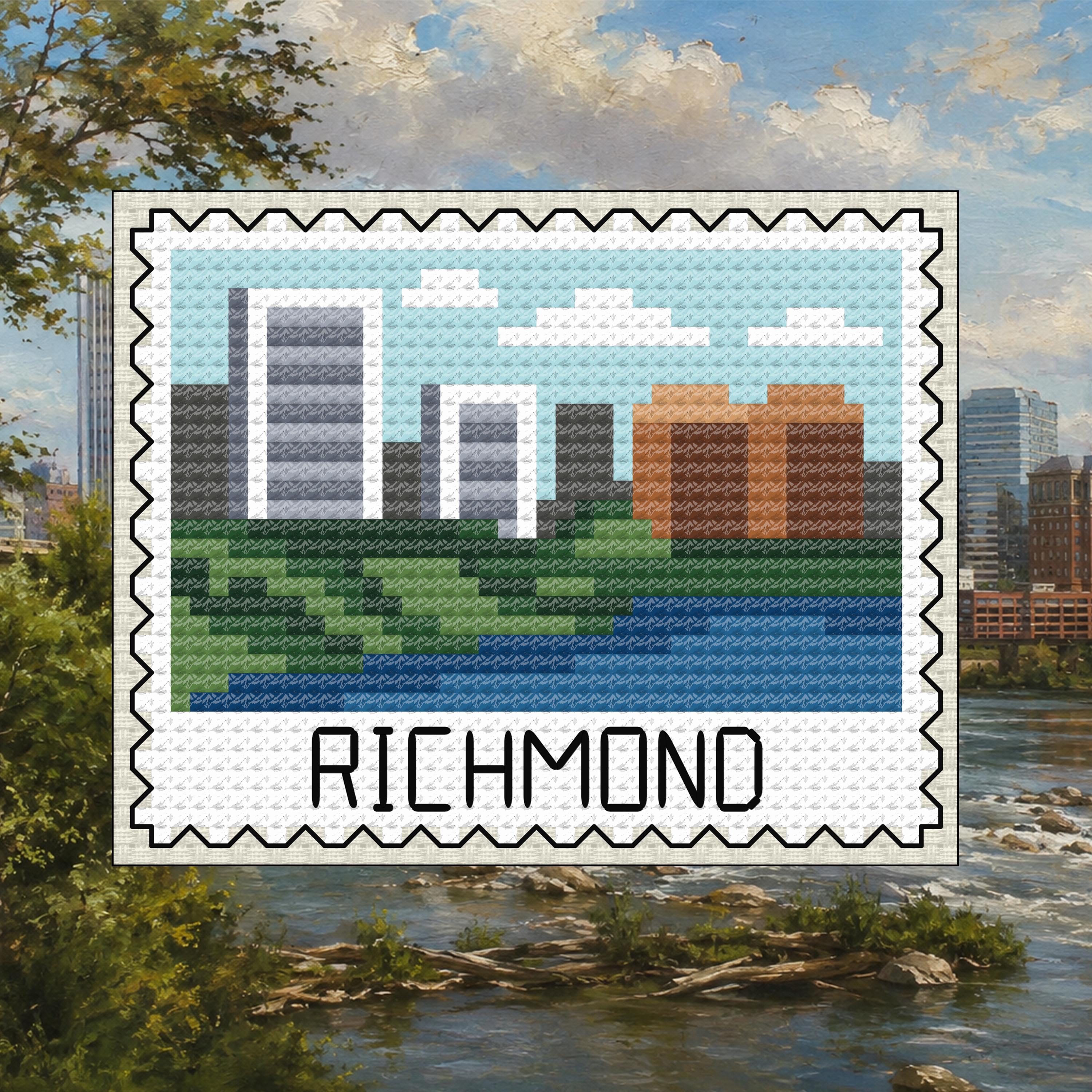 Richmond Stamp - Virginia Capital cross-stitch pattern preview