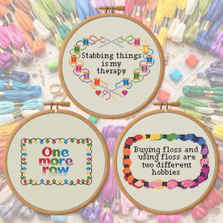 Snarky Stitcher Quotes Bundle – 3 Funnys cross-stitch pattern preview