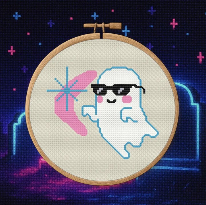 Specter with Style – Ghost – Halloween cross-stitch pattern preview