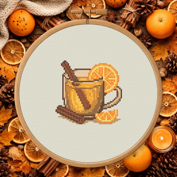 Spiced Orange Cider Mug – Cozy Autumn Drink cross-stitch pattern preview