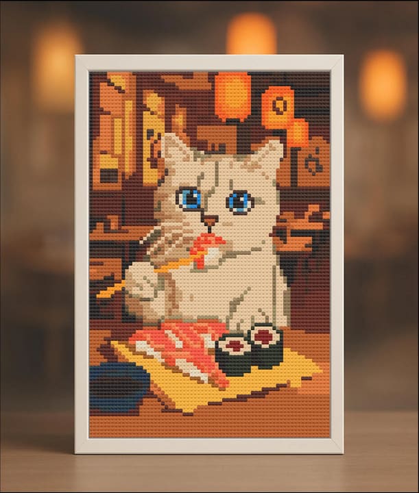 Sushi Purrrfection – Japan cross-stitch pattern preview
