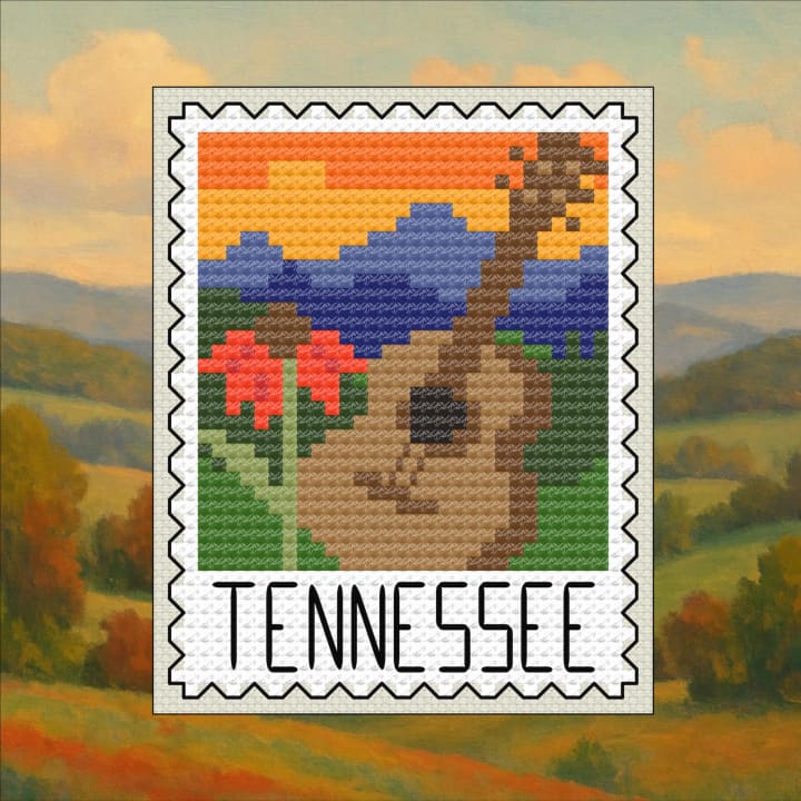 Tennessee Threads – US State Postage Stamp Series cross-stitch pattern preview