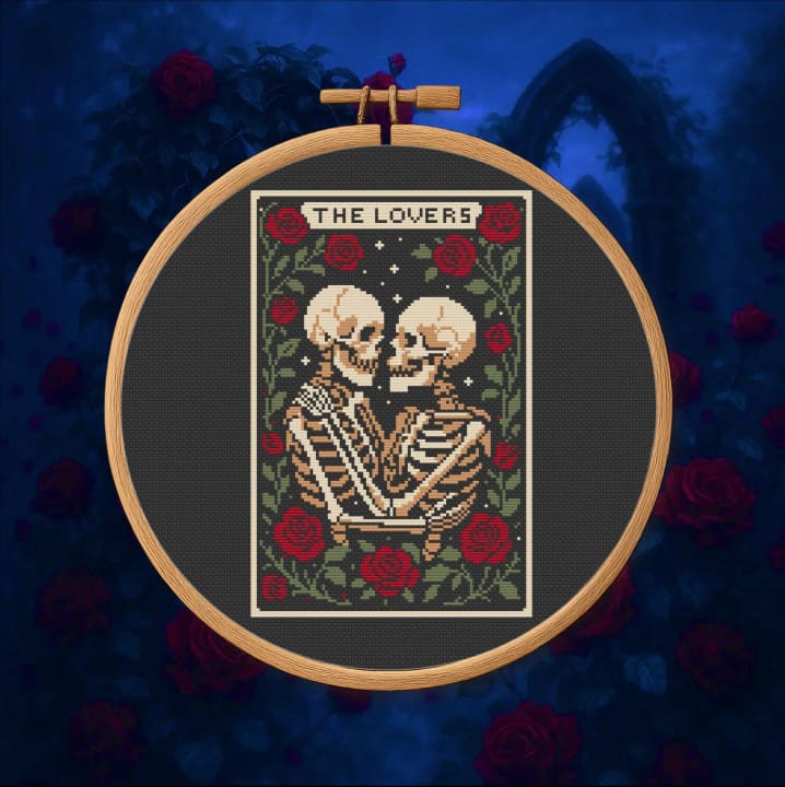 The Lovers – Tarot Card – Halloween cross-stitch pattern preview
