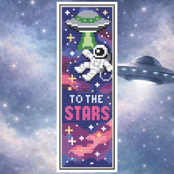 To the Stars – Cosmic Adventure Bookmark cross-stitch pattern preview