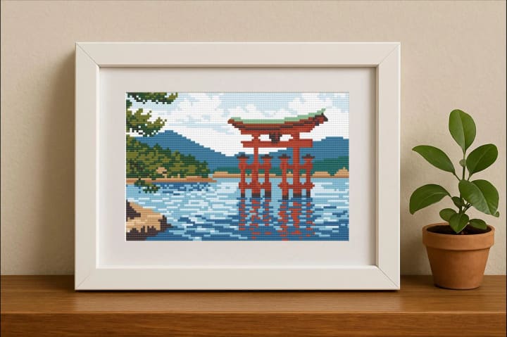 Tranquility at the Torii – Japan cross-stitch pattern preview