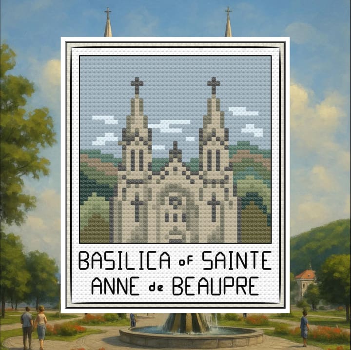 Travel Snapshot Collection – Quebec (Basilica of Sainte-Anne-de-Beaupré) cross-stitch pattern preview
