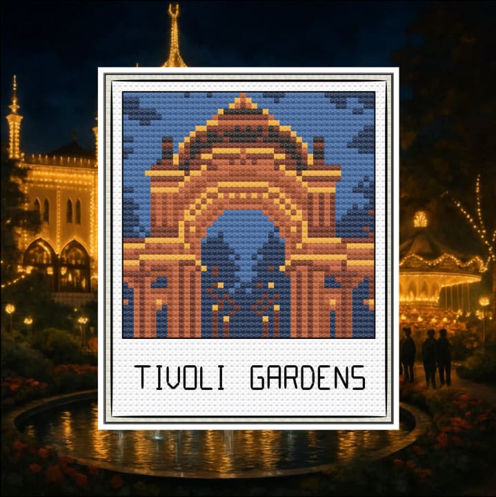 Travel Snapshot – Denmark (Tivoli Gardens) cross-stitch pattern preview