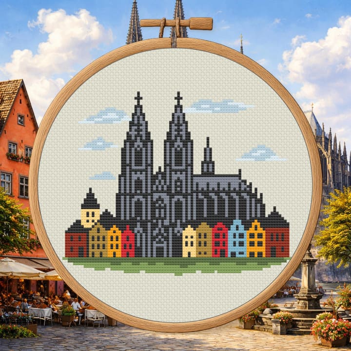 Twin Spires of Cologne – Cologne Cathedral cross-stitch pattern preview