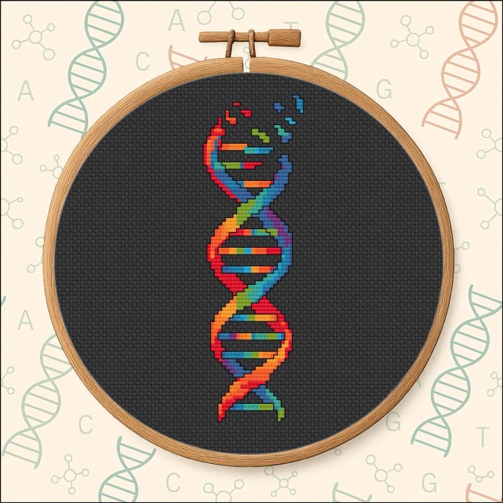 Unwind the Helix – DNA – Science cross-stitch pattern preview