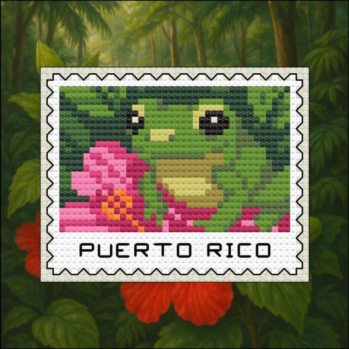 US Territory Stamps – Puerto Rico cross-stitch pattern preview
