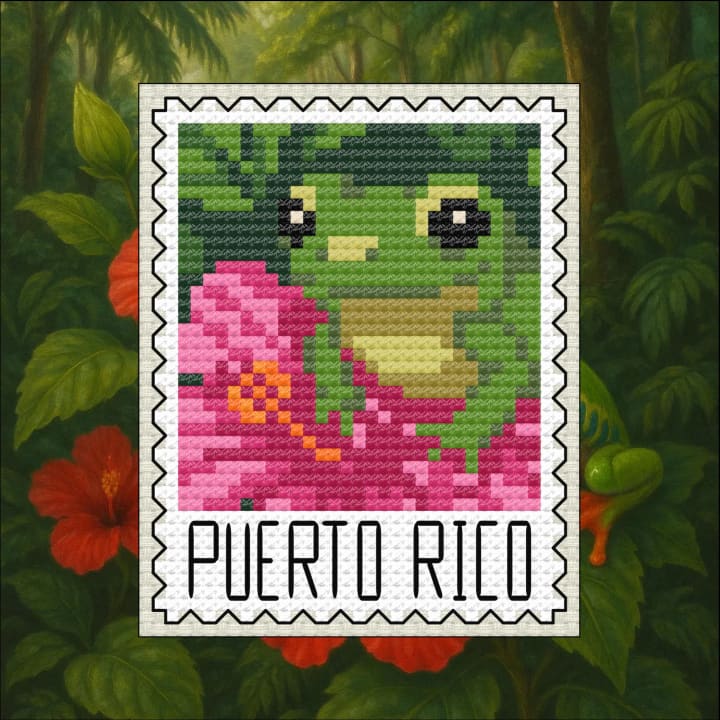 US Territory Stamps – Puerto Rico cross-stitch pattern preview