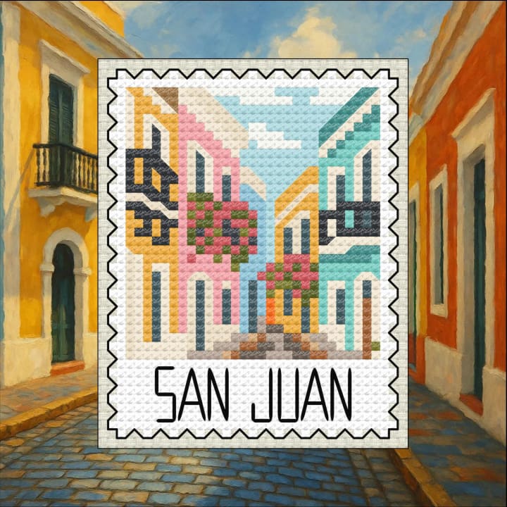 US Territory Stamps – San Juan cross-stitch pattern preview