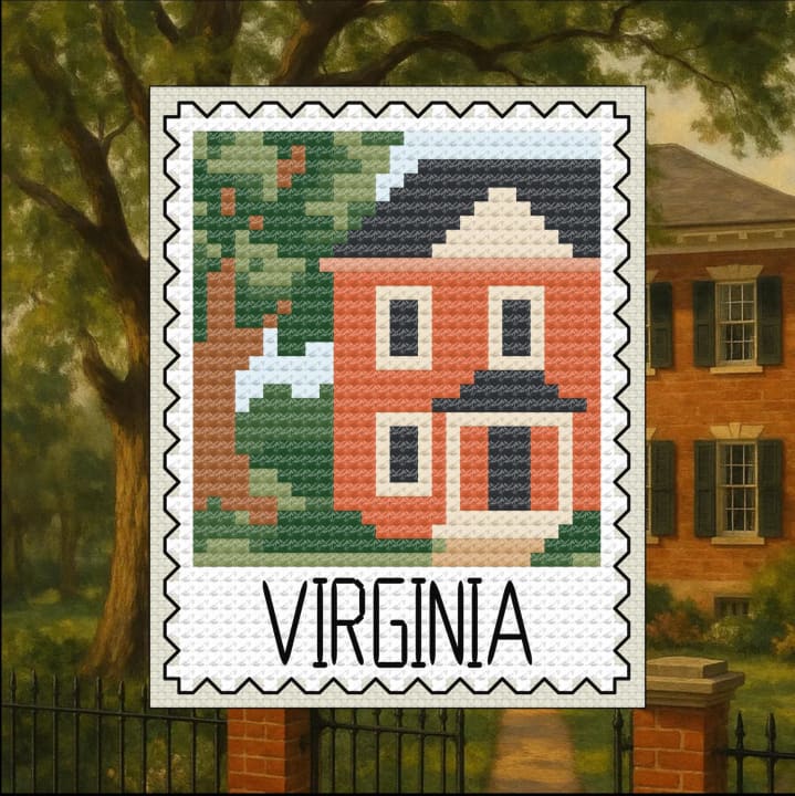 Virginia Homestead: US Postage Stamp Series ( cross-stitch pattern preview