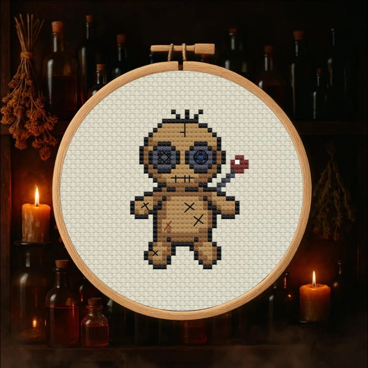 Warlock Starter Kit – Voodoo Doll Halloween cross-stitch pattern preview