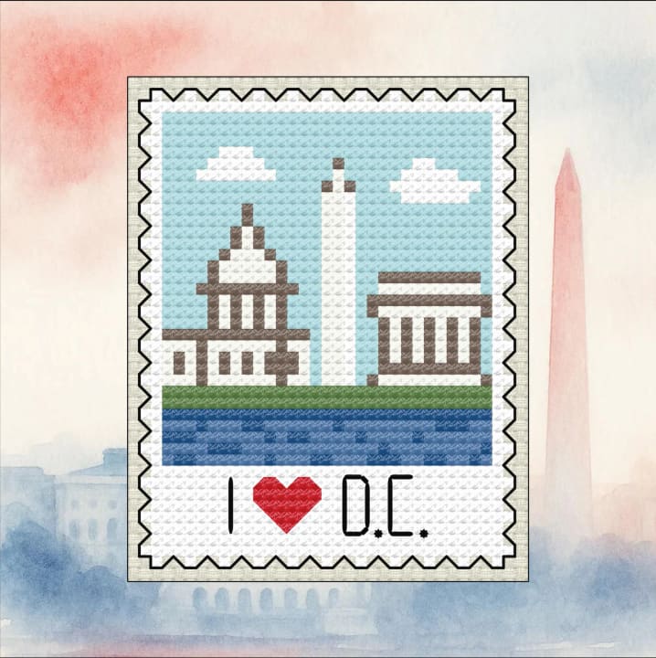 Washington DC: US City Stamp cross-stitch pattern preview