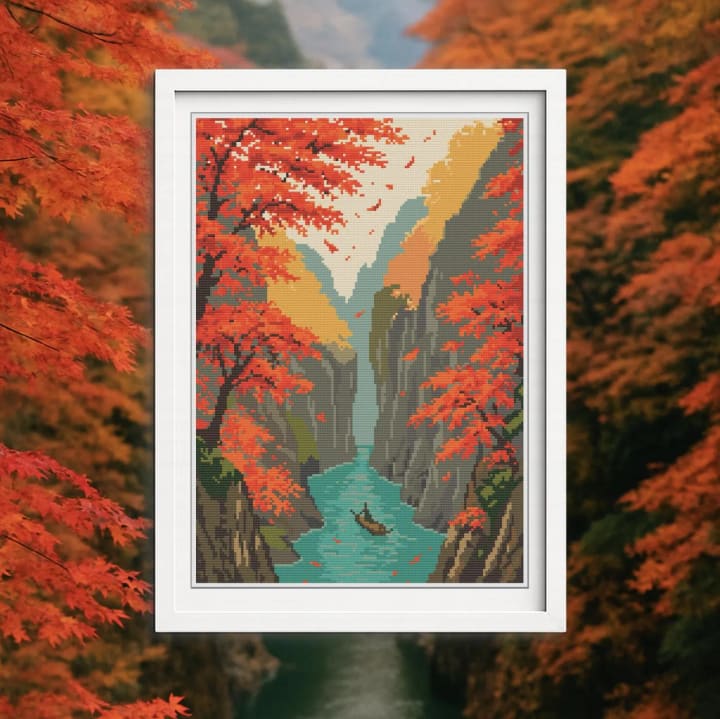 Where the River Whispers Back – Japan cross-stitch pattern preview