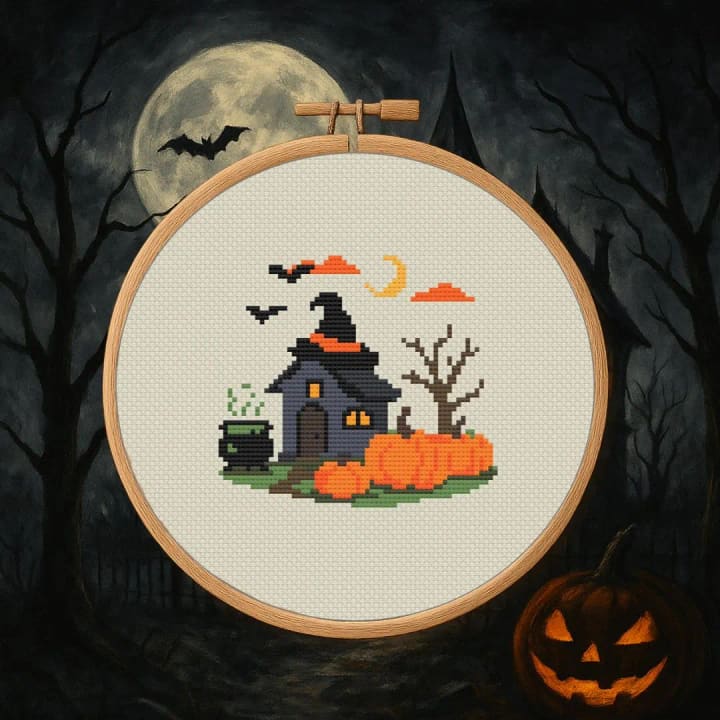 Witch’s House cross-stitch pattern preview